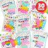 Funeta 60 Pack Bundle Pack, 30 Fidget Variety PopIts and Cards Bundled with 30 Stationary sets with Pencils, Erasers, inked Stamper and Stickers, Classroom Valentines Exchange for Boys and Girls Class view 2
