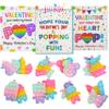 Funeta 60 Pack Bundle Pack, 30 Fidget Variety PopIts and Cards Bundled with 30 Stationary sets with Pencils, Erasers, inked Stamper and Stickers, Classroom Valentines Exchange for Boys and Girls Class view 3