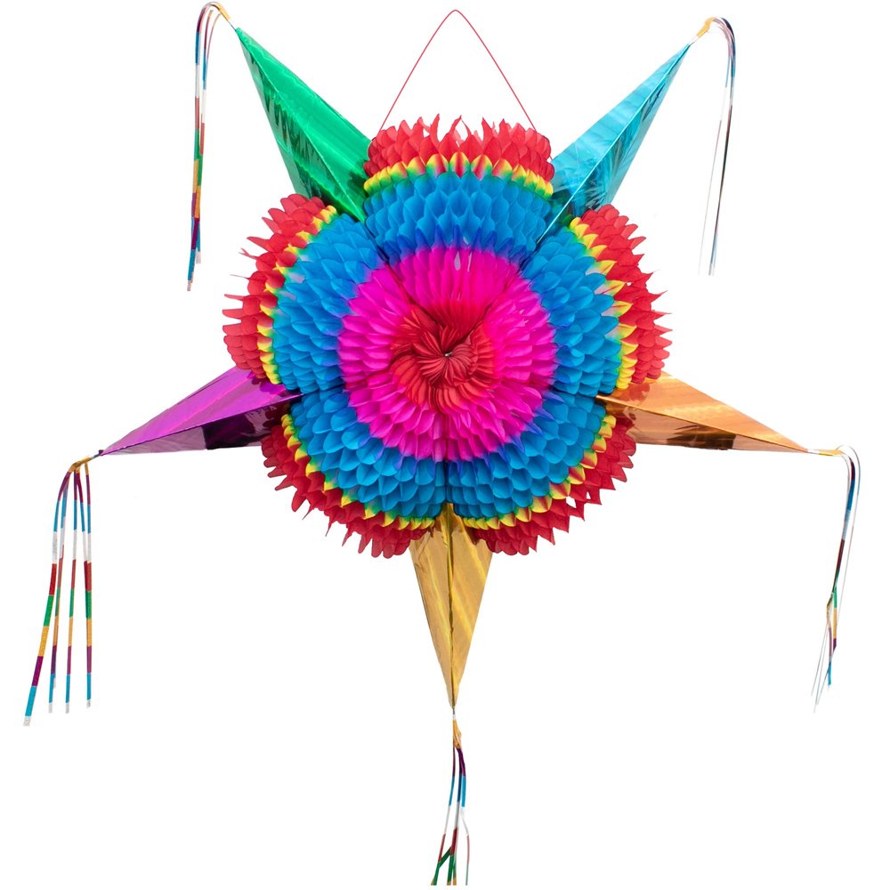Mexican Piata (X-Large 36 inches) - Authentic Handmade Foldable Large Pinata for Birthday Party - Piatas para Cumpleaos - Fiesta Piniata - Mexican Star Pinata - Cinco de Mayo Pinatas