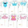 24 PCS Boy or Girl Cupcake Toppers Pink Blue Glitter Crown Onesie Dress Baby Shower Cupcake Picks for Gender Reveal Theme Baby Shower Kids Birthday Party Cake Decorations Supplies view 2