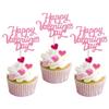 24 Pack Happy Valentine's Day Cupcake Toppers Glitter Sweet Heart Love You Cupcake Picks for Valentine's Day Theme Birthday Party Cake Decorations Supplies Pink view 1
