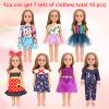MSYO 18 Inch Doll Clothes 7 Sets,6 Dress Up Doll Outfits + 1 Set Pajama Set with Shoes & Doll Hair Accessories,Mix & Match Pretend Play Costumes Gift for Girls (Fits Most 17-18 Inch Dolls) 11 Pieces view 2