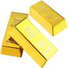 3pcs Simulated Treasure Fake Plastic Golden Brick Bullion, Gold Bar Paperweight, Stage Prop, Kids Gift, Party Supplies, Bank Pretend Play(2.4 Inch) view 1