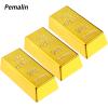 3pcs Simulated Treasure Fake Plastic Golden Brick Bullion, Gold Bar Paperweight, Stage Prop, Kids Gift, Party Supplies, Bank Pretend Play(2.4 Inch) view 3