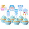 ZHUOWEISM 36 PCS Oh Baby It's a Boy Blue Cupcake Toppers for Baby Shower, Birthday Parties view 1