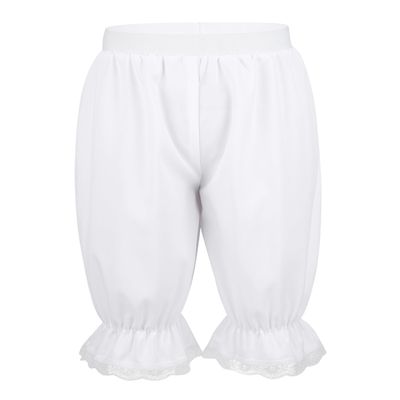 YEAHDOR Kids Girls Elastic Victorian Pantaloons Retro Costumes Loose Lace Trim Bloomers School Dress up White 14 Years