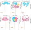 24 PCS Boy or Girl Cupcake Toppers Pink Blue Glitter Moustache Crown Baby Shower Cupcake Picks He or She Footprint Cake Decorations for Gender Reveal Theme Baby Shower Kids Birthday Party Supplies view 2