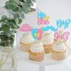 24 PCS Boy or Girl Cupcake Toppers Pink Blue Glitter Moustache Crown Baby Shower Cupcake Picks He or She Footprint Cake Decorations for Gender Reveal Theme Baby Shower Kids Birthday Party Supplies view 3