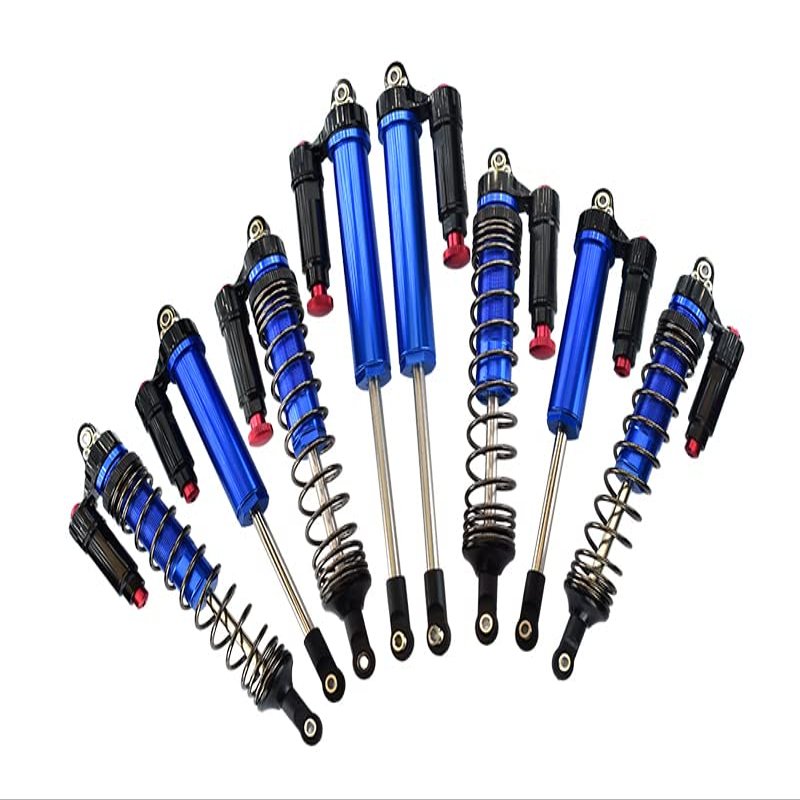 GPM Upgrades Aluminum 6061-T6 Front+Rear L-Shape Piggy Back (Built-In Piston) Damper Set For 1/7 Unlimited Desert Racer (85076-4) Rc Cars (blue)