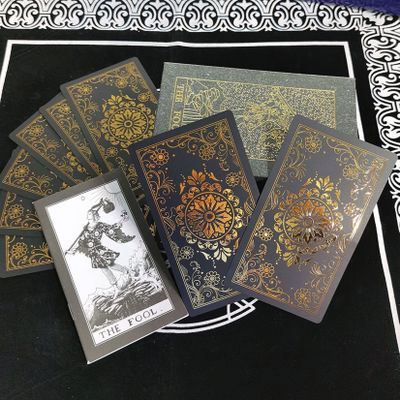 Tarot Cards,Golden Tarot for Beginners,Waterproof with Travel Guide Prophecy Cards, 78 Wealth Narrated Play Set for Families Birthday, Black