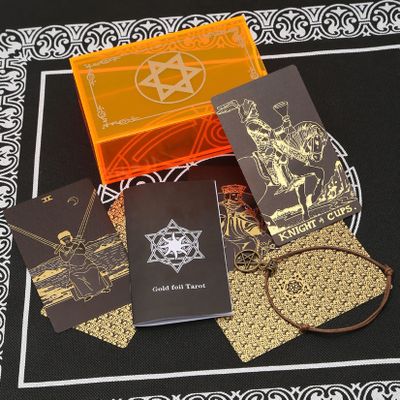 Jayiaine Tarot Card Deck, with Guidebook Prophecy Discoloration Water Evidence Cards, Fortune Teller Game Set for Family Reunion Beginner Experts Readers for Christmas Birthday, Black