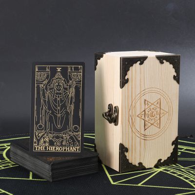 Jayiaine Tarot Cards for Beginners,Oracle Waterproof Cards Deck with Guidebook Prophecy, Fortune Teller Game Set for Family Reunion Expert Reader for Christmas Birthday, Black