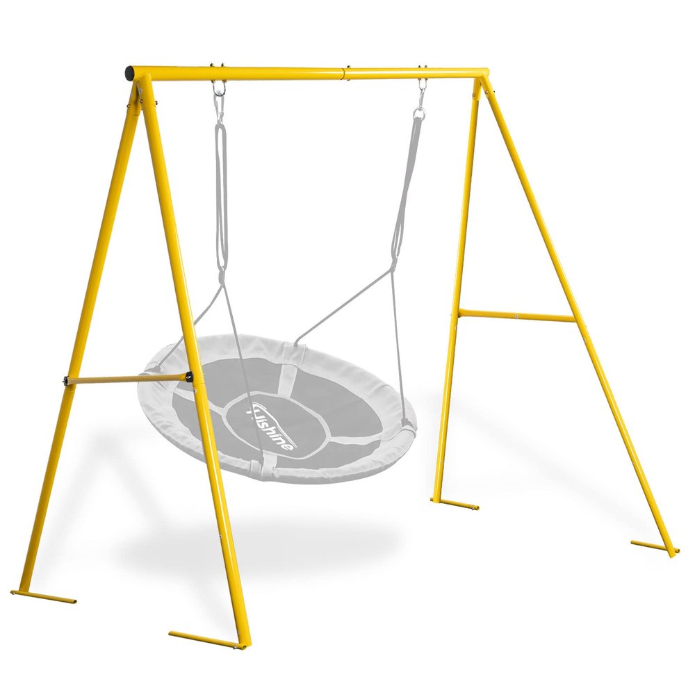 550lbs Swing Stand A Frame Heavy Duty, 71 Height Full Metal Frame,Anti-Rust and All Weather Resistance,Suit Saucer Swing Chair for Kids in Backyard,Outdoor,Playground (Yellow Frame only)