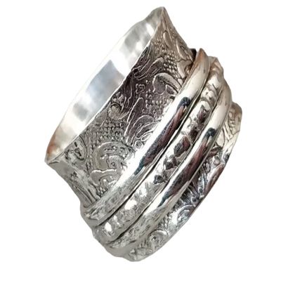 Sterling Silver Thick Wide Band, Spinner Ring, Chunky Fidget Meditation Ring, Silver Spinner Anxiety Rings, Band Spinner Ring By ISHU JEWELLER