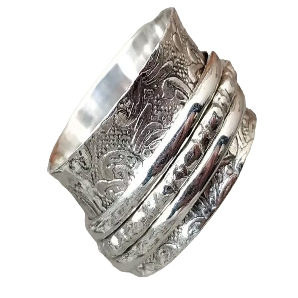 Sterling Silver Thick Wide Band, Spinner Ring, Chunky Fidget Meditation Ring, Silver Spinner Anxiety Rings, Band Spinner Ring By ISHU JEWELLER