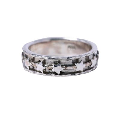 Star Ring Sterling Silver Ring, Ring For Women Spinner Ring Chunky Fidget Meditation Ring, Silver Spinner Anxiety Rings, Band Spinner Ring By ISHU JEWELLER