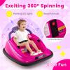 OLAKIDS Bumper Car for Toddlers, 12V Kids Electric Ride on Toy with Remote Control, Battery Powered Vehicle Racer for Baby, 360 Degree Spin Rotation, Colorful Flashing LED Lights, Music (Pink) view 3