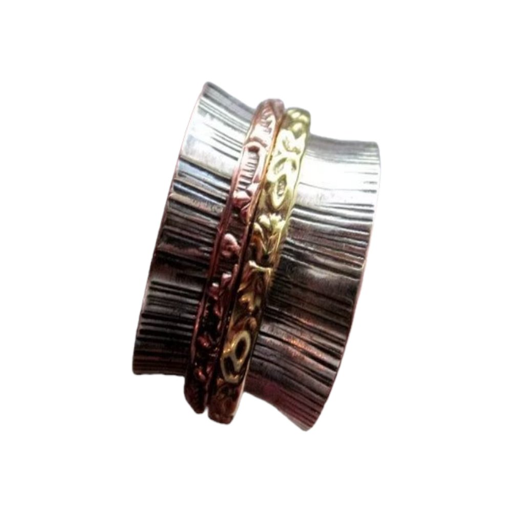 Thick Wide Band, Sterling Silver Spinner Ring, Chunky Fidget Meditation Ring, Silver Spinner Anxiety Rings, Band Spinner Ring By ISHU JEWELLER
