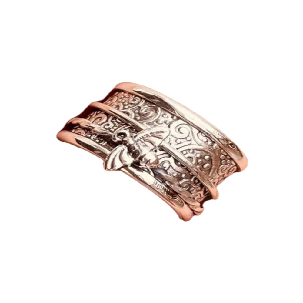 Bee Ring, Sterling Silver Thick Wide Band, Spinner Ring, Chunky Fidget Meditation Ring, Silver Spinner Anxiety Rings, Band Spinner Ring By ISHU JEWELLER