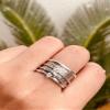 Bee Ring, Sterling Silver Thick Wide Band, Spinner Ring, Chunky Fidget Meditation Ring, Silver Spinner Anxiety Rings, Band Spinner Ring By ISHU JEWELLER view 2