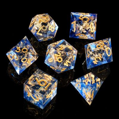 DND Dice Set Handmade 7 Accessories Sharp Edge Dice for Dungeons and Dragons TTRPG Games, Multi-Sided RPG Polyhedral Resin Sharp Edge Dice Roleplaying Games