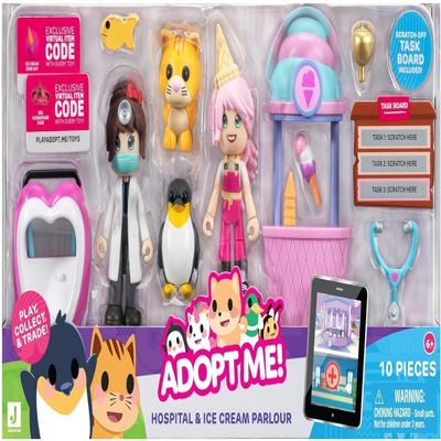 Adopt Me! Hospital and Ice Cream Parlour - Friends Pack Bundle - Amazon Exclusive - Top Online Game - Exclusive Virtual Item Code Included - Fun Collectible Toys, Ages 6+