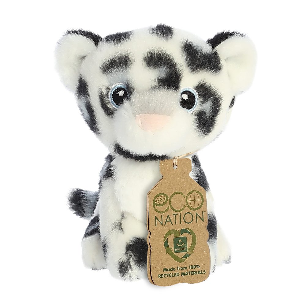 Aurora Responsibly Made Eco Nation Snow Leopard Stuffed Animal - Ideal for Playtime Adventures - Perfect for Birthdays or Just Because - White 5.5 Inches