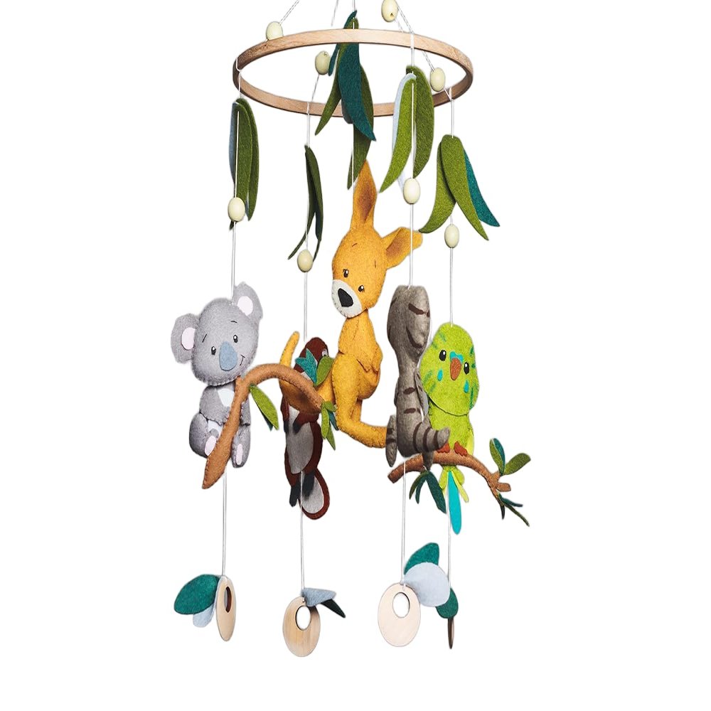 Australian Mobile for Crib Australian Animals Baby Nursery Decor Handmade cot Mobile Hanging Felt Animals Mobile