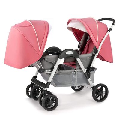 Double Stroller,Baby Stroller for Twins-Cozy Compact Twin Stroller,Double Infant Stroller with Tandem Seating,Oversized Canopy,Tandem Umbrella Stroller for Girls Boys (Color : Pink)
