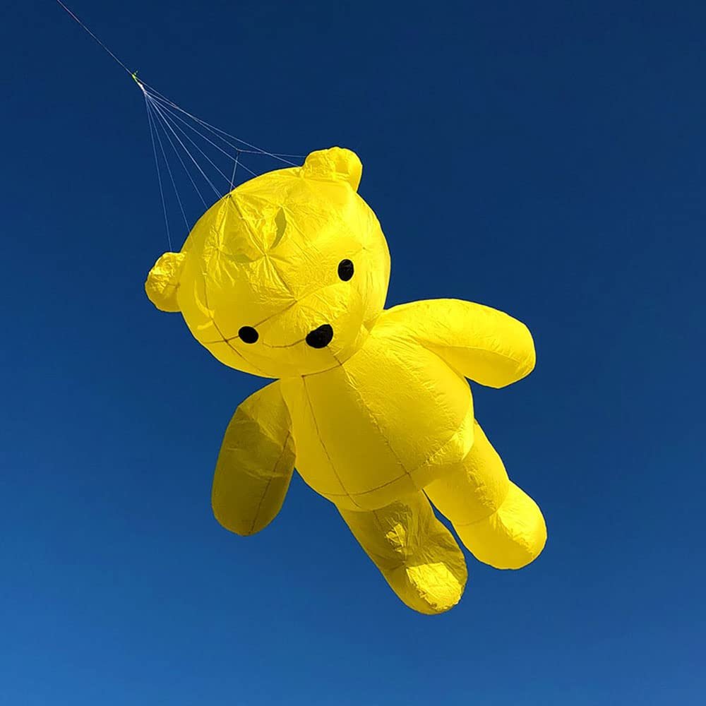 Soft Inflatable Bear Kite Line Laundry for Adults Yellow Animal Bear Show Kite Pendant