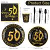 Durony 50th Birthday Party Supplies - 170 Piece Set with Plates, Cups, Napkins, Cutlery, Plastic Tablecloth view 2