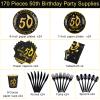 Durony 50th Birthday Party Supplies - 170 Piece Set with Plates, Cups, Napkins, Cutlery, Plastic Tablecloth view 4