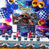 Monster Truck Birthday Decorations 63 PCS Monster Truck Birthday Party Supplies Monster Truck Backdrop Balloons Tablecloth Cake Toppers Cupcake Toppers view 3