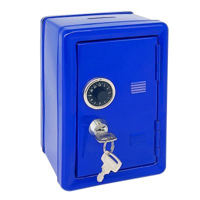Kids' Safe Piggy Bank, Metal Safe with Key, Money Saving Box for Children, Boys Girls Best Giftoney Banks (Blue, One Size)
