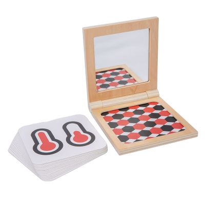 Adena Montessori Black and White Cards Wooden Frame with Mirror Tummy Time Toys 0-3 Months for Newborn