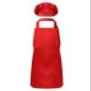 TTAO Kids Girls Boys Apron and Chef Hat Set Adjustable Bib Apron Kitchen Apron for Cooking Painting Training Wear Red S view 1