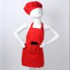 TTAO Kids Girls Boys Apron and Chef Hat Set Adjustable Bib Apron Kitchen Apron for Cooking Painting Training Wear Red S view 3