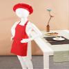 TTAO Kids Girls Boys Apron and Chef Hat Set Adjustable Bib Apron Kitchen Apron for Cooking Painting Training Wear Red S view 4