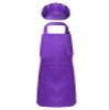 TTAO Kids Girls Boys Apron and Chef Hat Set Adjustable Bib Apron Kitchen Apron for Cooking Painting Training Wear Purple L view 1