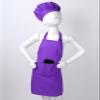 TTAO Kids Girls Boys Apron and Chef Hat Set Adjustable Bib Apron Kitchen Apron for Cooking Painting Training Wear Purple L view 3