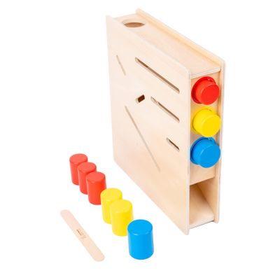 Adena Montessori Toys Count Slide Cylinder Chute Baby Push Toys Red,Blue and Yellow Cylinder Gift for 12-18 Months Toddlers