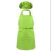 TTAO Kids Girls Boys Apron and Chef Hat Set Adjustable Bib Apron Kitchen Apron for Cooking Painting Training Wear Green M view 2