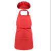 TTAO Kids Girls Boys Apron and Chef Hat Set Adjustable Bib Apron Kitchen Apron for Cooking Painting Training Wear Red L view 2