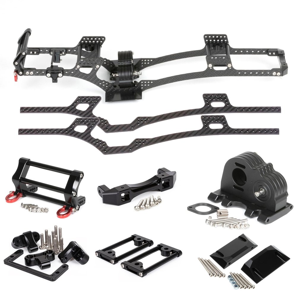 Carbon Fiber LCG Chassis Kit, RC Frame Chassis Kit for 1/10 RC Rock Crawle, Lightweight Thickened Cheater Rigs Frame Rails for 1/10 RC Rock Crawler Axial SCX10