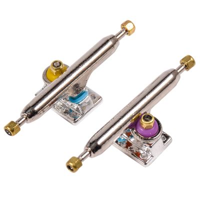 RACOFSB Fingerboard Trucks with Upgraded Urethane Bushings and Pivot Cup,34mm 32mm Width,Normal Kingpin (Silver, 34mm)