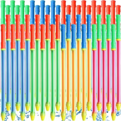 Sotiff 48 Pieces 22.4 Inch Crayon Water Guns Water Tube Squirters, Suction Gun Shooter Beach Pool Toys Squirt Squirters for Summer Game Party Favors