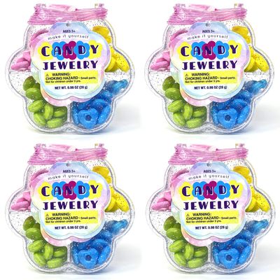 crait Candy Necklace Kit for Girls - Party Favors, Make Your Own Necklace or Bracelet, Pack of 4