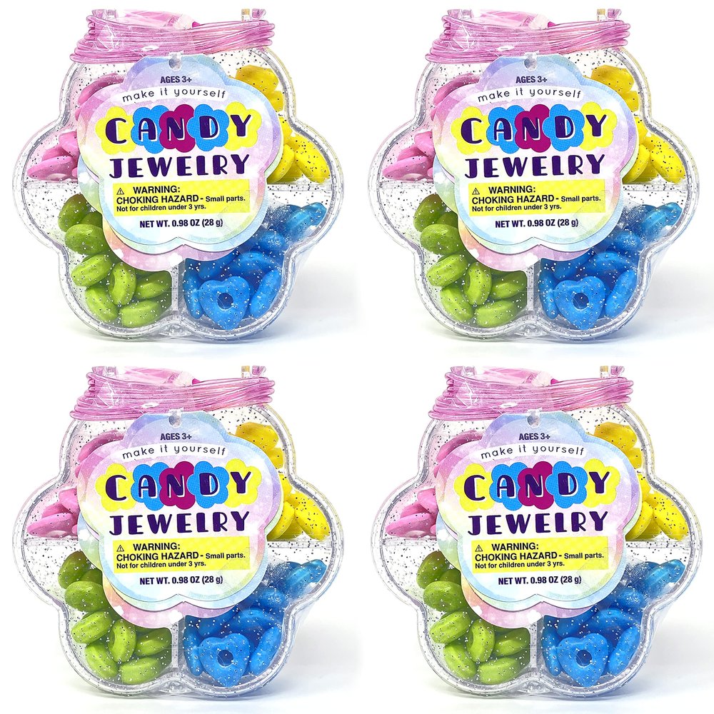 crait Candy Necklace Kit for Girls - Party Favors, Make Your Own Necklace or Bracelet, Pack of 4