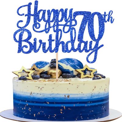 1 PCS Happy 70th Birthday Cake Topper Glitter Cheers to 70 Years Birthday Cake Pick Seventy 70 Fabulous Cake Decoration for Happy 70th Birthday Anniversary Party Decorations Supplies
