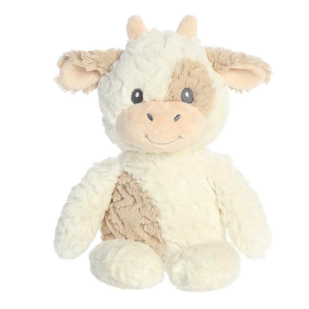 Aurora Adorable Huggy Collection Clover Cow Baby Stuffed Animal - Comforting Companion - Sensory Stimulation - White 13 Inches